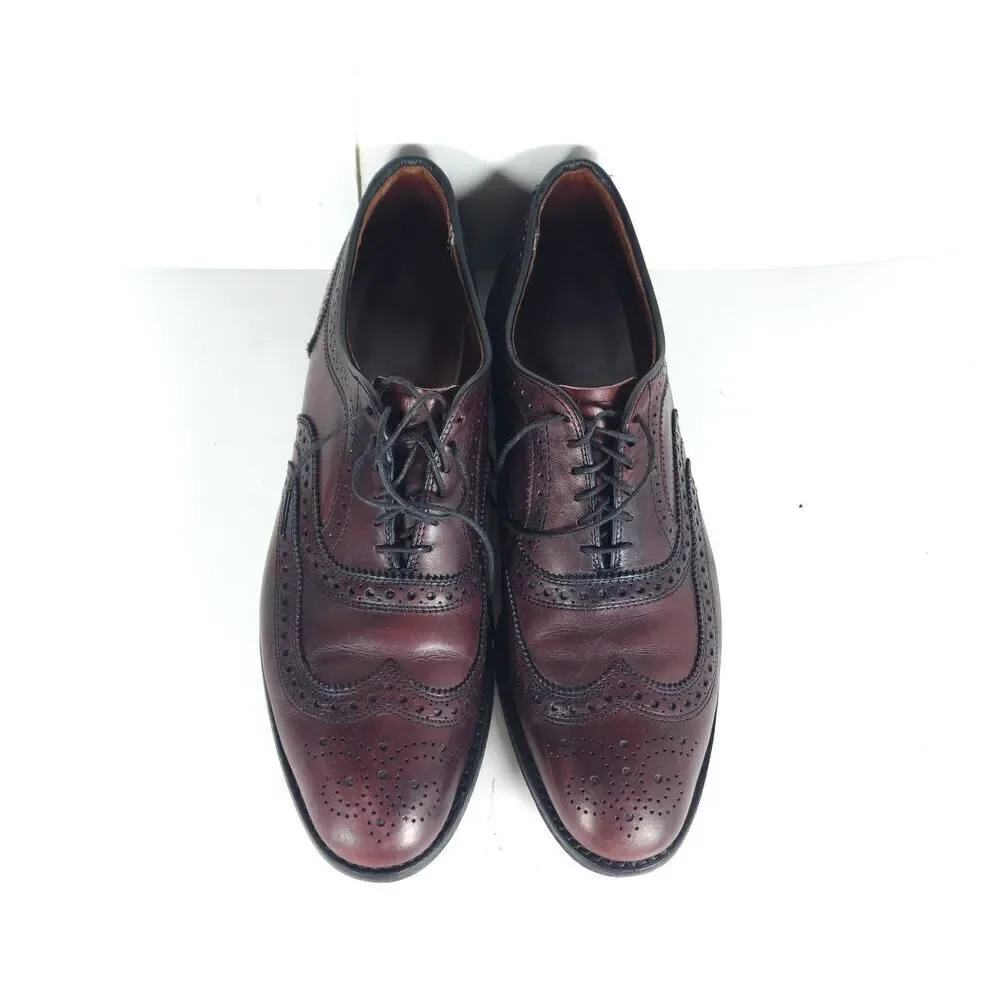 Allen Edmonds Mens McAllister US9,5C Burgandy Leather Wingtip Brogue Dress Shoes